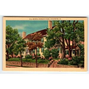 Vintage General Morgan's Home Winchester Virginia Postcard Linen Unused